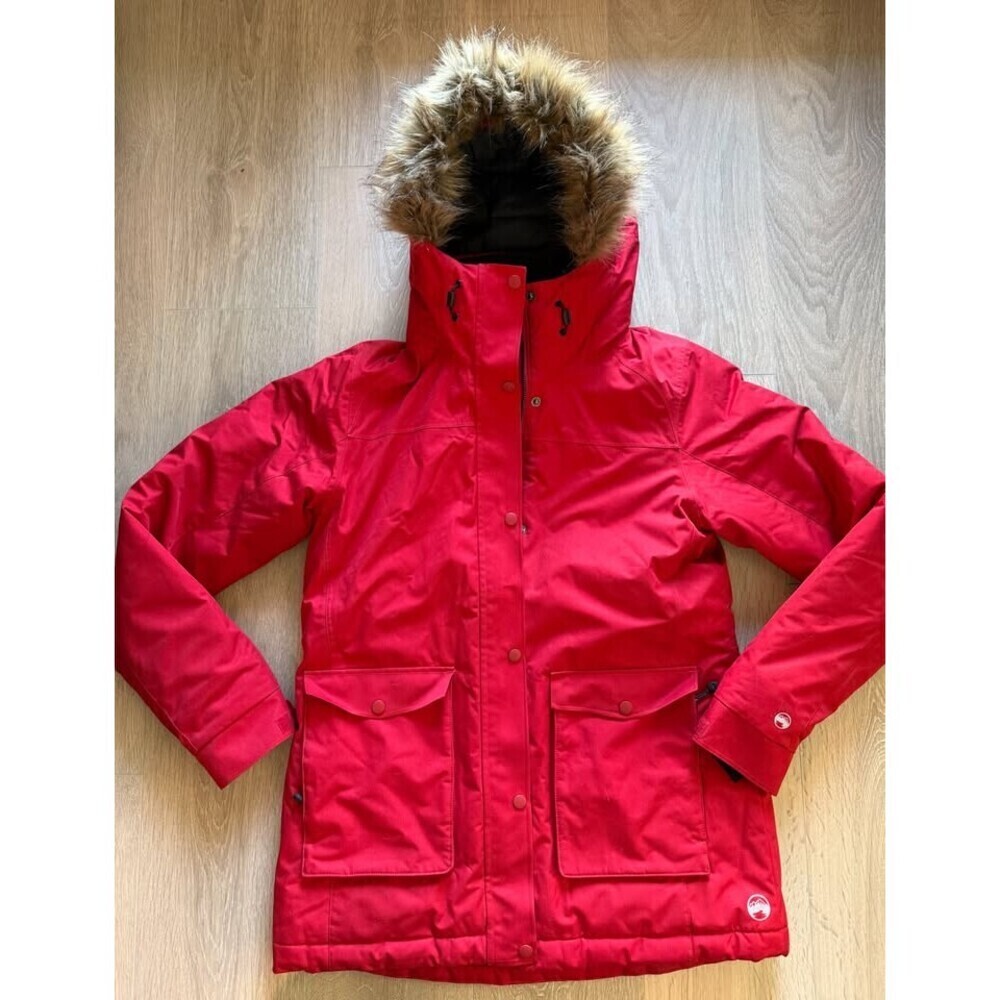 Men's Winter Long Red Parka Jacket - Size M - Picture 2 of 5